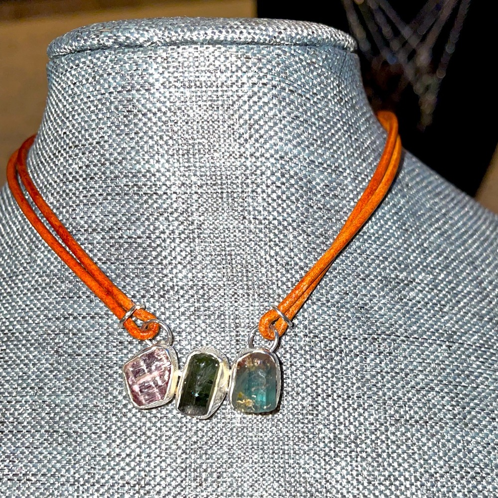 Natural Raw Tourmaline Choker Necklace